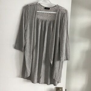 Gray Open Front Cardigan
